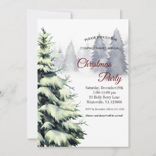 Eleganter Weihnachtsbaum Einladung (Vorderseite)