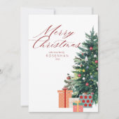 Eleganter Weihnachtsbaum Frohe Weihnachtsrot Feiertagskarte (Vorderseite)