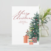 Eleganter Weihnachtsbaum Frohe Weihnachtsrot Feiertagskarte (Stehend Vorderseite)