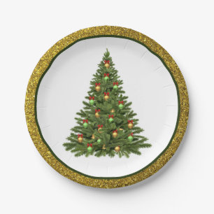 Eleganter Weihnachtsbaum / Gold Glitzer Paper Plat Pappteller