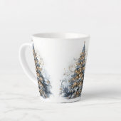 Eleganter Weihnachtsbaum Gold Ornamente Schnee Milchtasse (Linke Ecke)