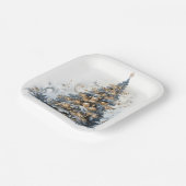 Eleganter Weihnachtsbaum Gold Ornamente Schnee Pappteller (Gewinkelt)