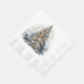 Eleganter Weihnachtsbaum Gold Ornamente Schnee Serviette (Ecke)