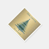 Eleganter Weihnachtsbaum Green Gold Name Custom Serviette (Ecke)