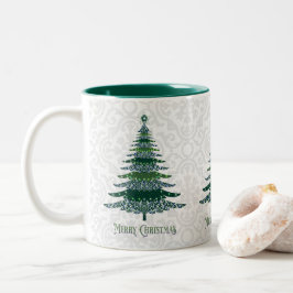 Eleganter Weihnachtsbaum Green White Zweifarbige Tasse