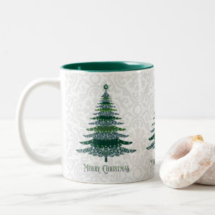 Eleganter Weihnachtsbaum Green White Zweifarbige Tasse