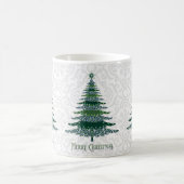 Eleganter Weihnachtsbaum Grün Weiß Personalisiert Kaffeetasse (Mittel)