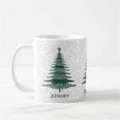 Eleganter Weihnachtsbaum Grün Weiß Personalisiert Kaffeetasse (Links)