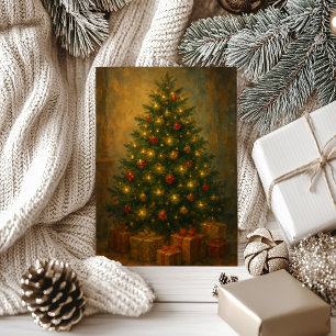 Eleganter Weihnachtsbaum im Vintage-Stil Feiertagskarte
