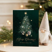 Eleganter Weihnachtsbaum in Goldschrift Feiertagskarte