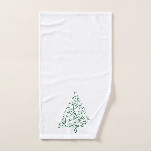 Eleganter Weihnachtsbaum in Rot und Grün Badhandtuch Set (Handtuch)