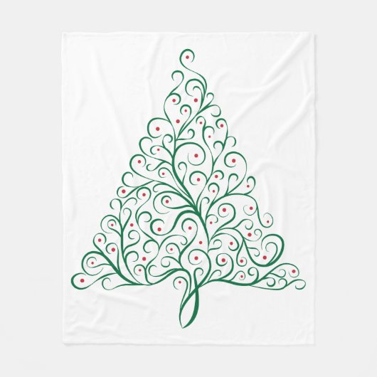 Eleganter Weihnachtsbaum in Rot und Grün Fleecedecke (Vorderseite)