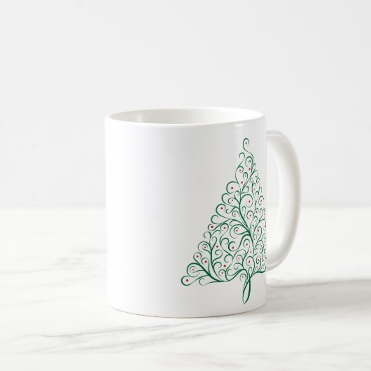 Eleganter Weihnachtsbaum in Rot und Grün Kaffeetasse (VorderseiteRechts)