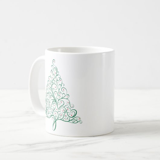 Eleganter Weihnachtsbaum in Rot und Grün Kaffeetasse (Vorderseite Links)