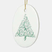 Eleganter Weihnachtsbaum in Rot und Grün Keramik Ornament (Links)