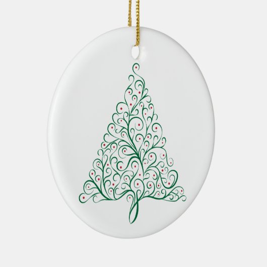 Eleganter Weihnachtsbaum in Rot und Grün Keramik Ornament (Rechts)