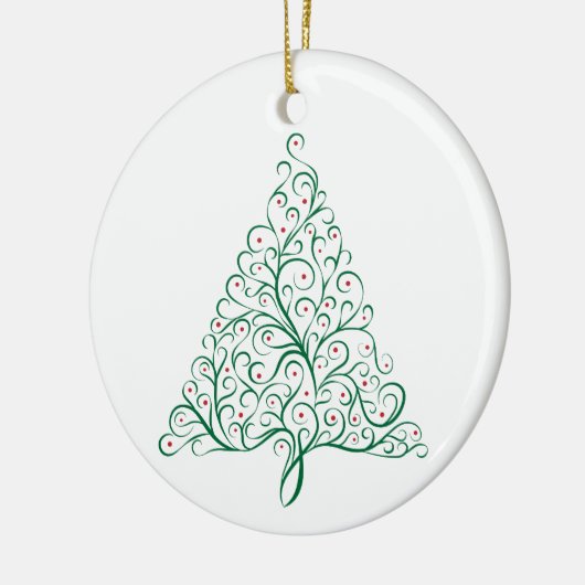 Eleganter Weihnachtsbaum in Rot und Grün Keramik Ornament (Links)