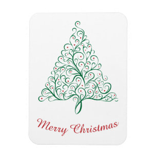 Eleganter Weihnachtsbaum in Rot und Grün Magnet