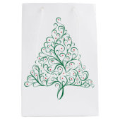 Eleganter Weihnachtsbaum in Rot und Grün Mittlere Geschenktüte (Vorderseite)