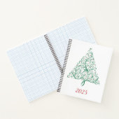 Eleganter Weihnachtsbaum in Rot und Grün Notizblock (Innenseite)