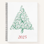 Eleganter Weihnachtsbaum in Rot und Grün Notizblock (Vorderseite)