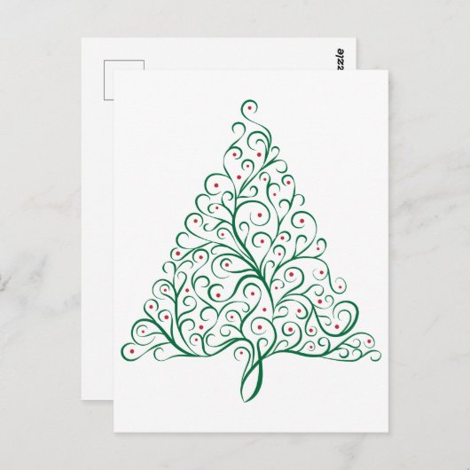 Eleganter Weihnachtsbaum in Rot und Grün Postkarte (Vorne/Hinten)