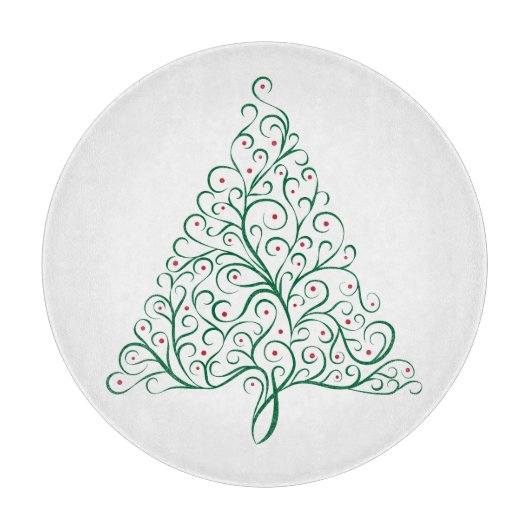Eleganter Weihnachtsbaum in Rot und Grün Schneidebrett (Vorderseite)