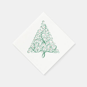Eleganter Weihnachtsbaum in Rot und Grün Serviette