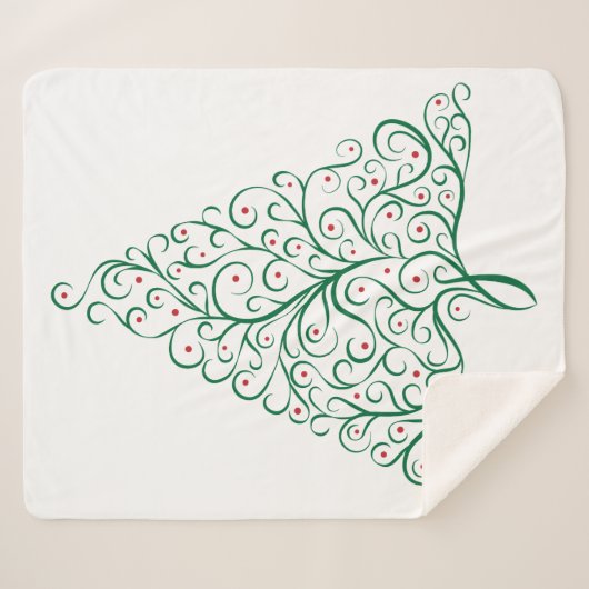 Eleganter Weihnachtsbaum in Rot und Grün Sherpadecke (Vorderseite (Horizontal))