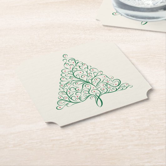 Eleganter Weihnachtsbaum in Rot und Grün Untersetzer (angewinkelt)