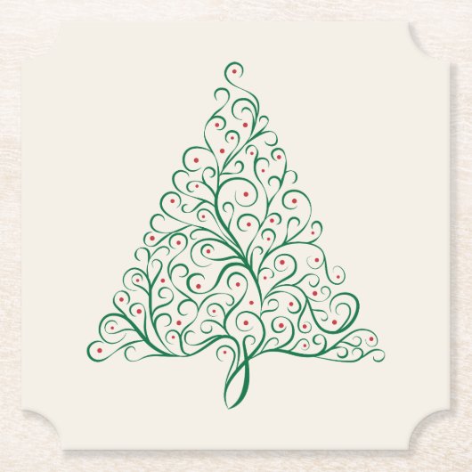 Eleganter Weihnachtsbaum in Rot und Grün Untersetzer (Vorderseite)