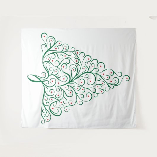 Eleganter Weihnachtsbaum in Rot und Grün Wandteppich (Vorderseite (Horizontal))