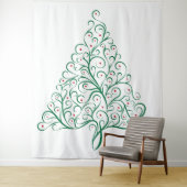 Eleganter Weihnachtsbaum in Rot und Grün Wandteppich (Beispiel)