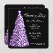 Eleganter Weihnachtsbaum Lila Party Einladung (Vorne/Hinten)