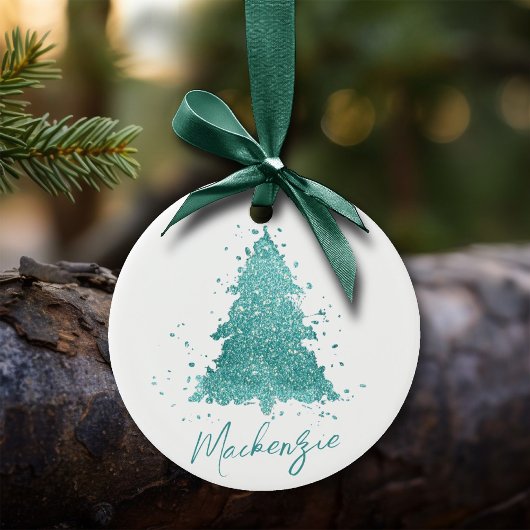 Eleganter Weihnachtsbaum | Luxe Aqua Mint Custom Keramik Ornament