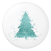 Eleganter Weihnachtsbaum | Luxe Aqua Mint Spritzer Keramikknauf (Vorderseite)
