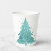 Eleganter Weihnachtsbaum | Luxe Aqua Mint Spritzer Pappbecher (Rückseite)
