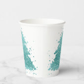 Eleganter Weihnachtsbaum | Luxe Aqua Mint Spritzer Pappbecher (Rechts)