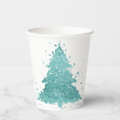 Eleganter Weihnachtsbaum | Luxe Aqua Mint Spritzer Pappbecher (Vorderseite)