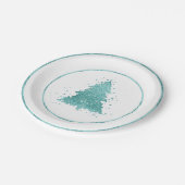 Eleganter Weihnachtsbaum | Luxe Aqua Mint Spritzer Pappteller (Schrägansicht)