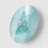 Eleganter Weihnachtsbaum | Luxe Aqua Mint Spritzer Runde Wanduhr (Winkel)