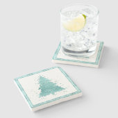 Eleganter Weihnachtsbaum | Luxe Aqua Mint Spritzer Steinuntersetzer (Seitenansicht)