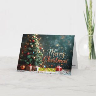 Eleganter Weihnachtsbaum mit Geschenken Feiertagskarte