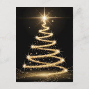 Eleganter Weihnachtsbaum mit goldenem Glanz Feiertagspostkarte