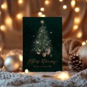 Eleganter Weihnachtsbaum mit goldener Schrift Feiertagskarte