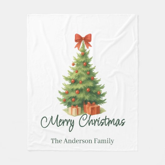 Eleganter Weihnachtsbaum mit Red Bow & Presents - Fleecedecke (Vorderseite)