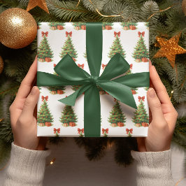 Eleganter Weihnachtsbaum mit Red Bow & Presents - Geschenkpapier