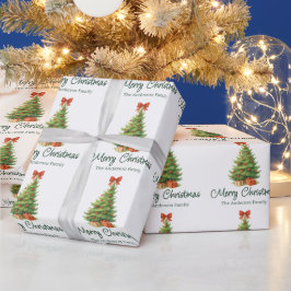 Eleganter Weihnachtsbaum mit Red Bow & Presents - Geschenkpapier