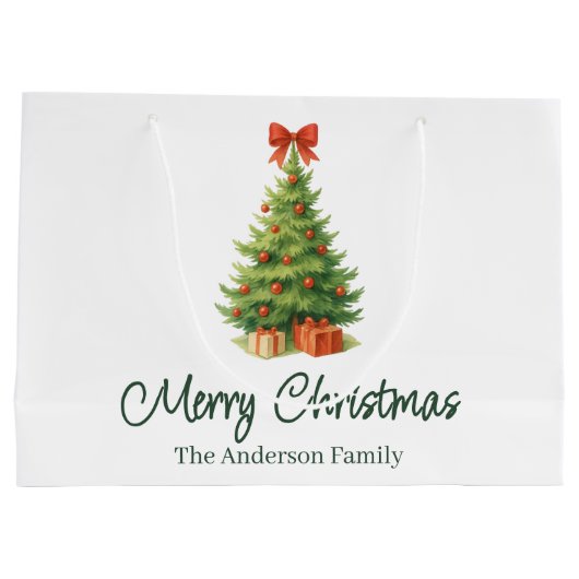 Eleganter Weihnachtsbaum mit Red Bow & Presents - Große Geschenktüte (Rückseite)