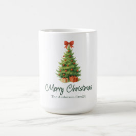 Eleganter Weihnachtsbaum mit Red Bow & Presents - Kaffeetasse